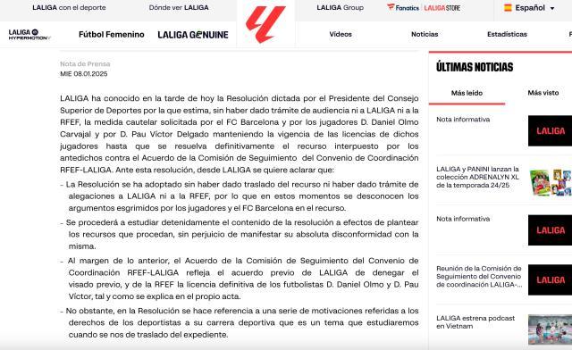 星空体育入口-奥尔莫获临时注册 西甲回应：完全不同意这一决议